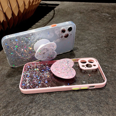 Love Bracket Phone Case Glitter X For XR Silicone Lens