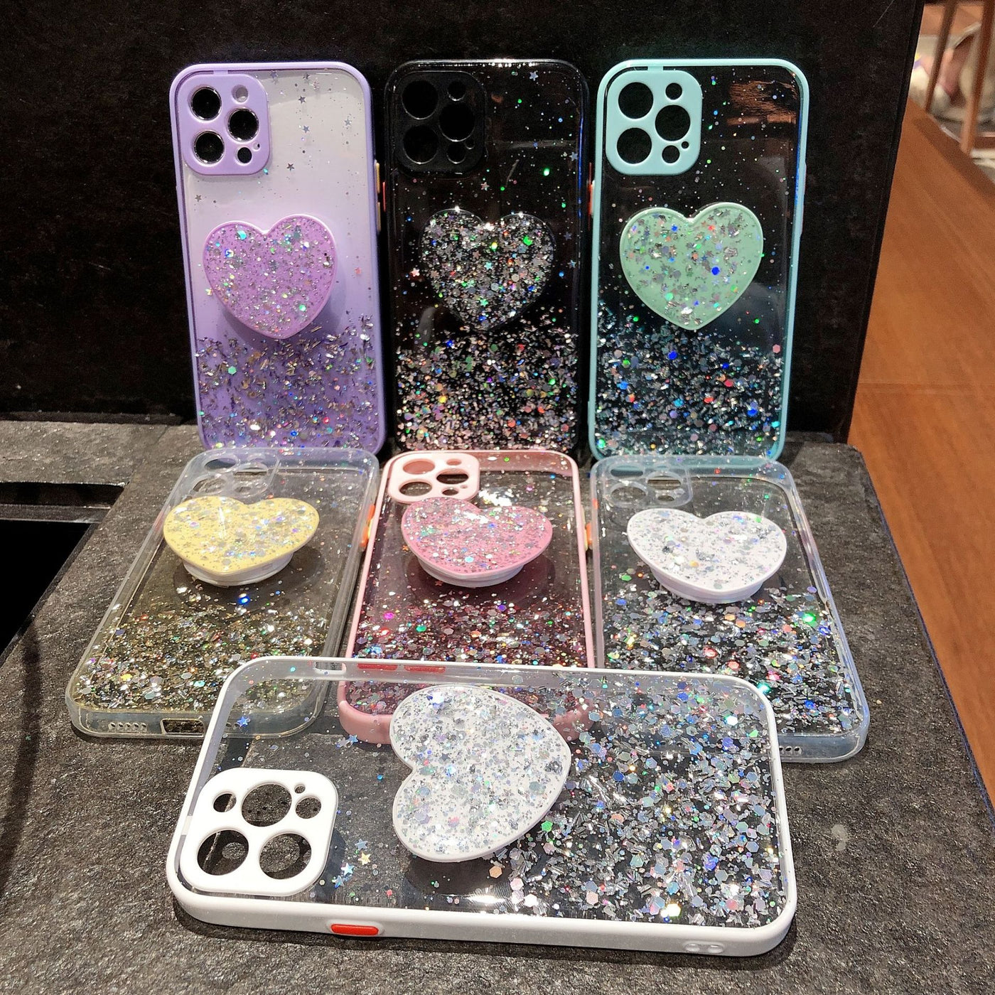 Love Bracket Phone Case Glitter X For XR Silicone Lens