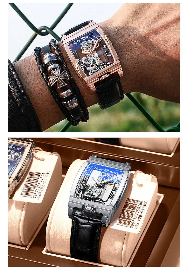 Double-sided hollow mechanical watch