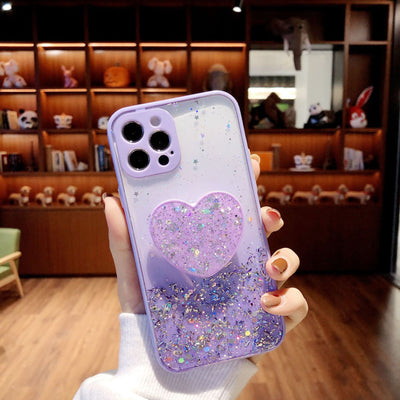 Love Bracket Phone Case Glitter X For XR Silicone Lens