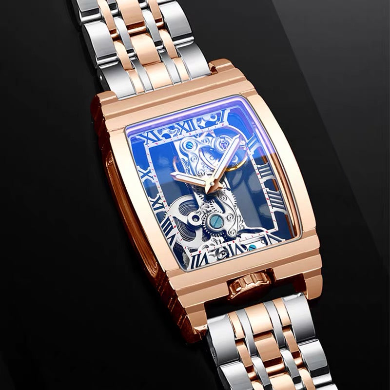 Double-sided hollow mechanical watch