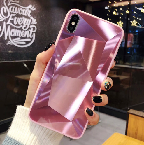 Compatible With Apple, Glitter Diamond Texture  Case For  X XS Max XR 7 Plus Mirror Acrylic Back Cover Cases For  6 S 7 8 Plus