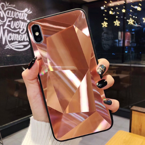 Compatible With Apple, Glitter Diamond Texture  Case For  X XS Max XR 7 Plus Mirror Acrylic Back Cover Cases For  6 S 7 8 Plus