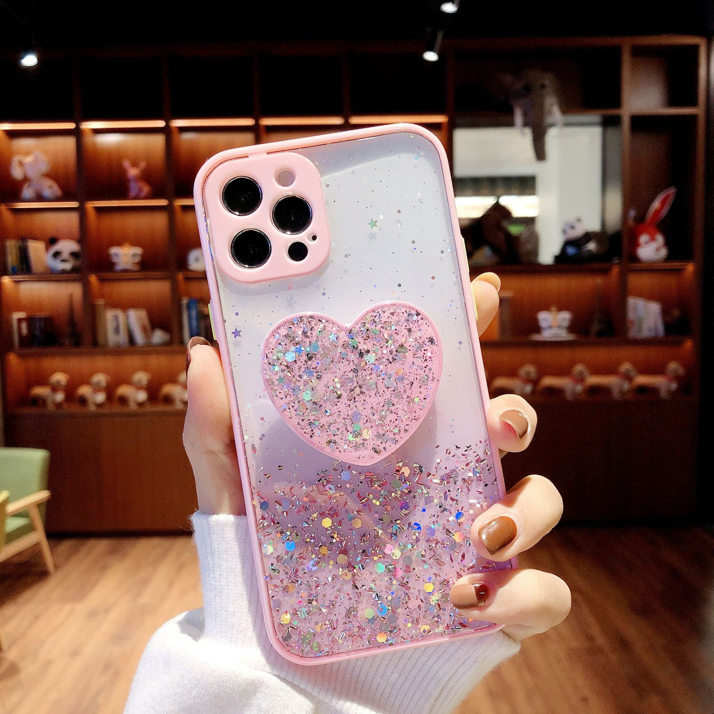 Love Bracket Phone Case Glitter X For XR Silicone Lens