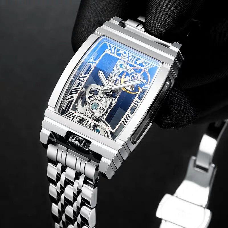 Double-sided hollow mechanical watch