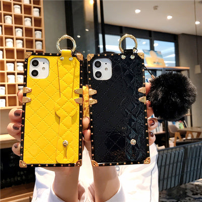 Compatible with Apple , Diamond Lattice Leather Protective Case