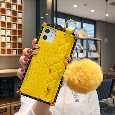 Compatible with Apple , Diamond Lattice Leather Protective Case