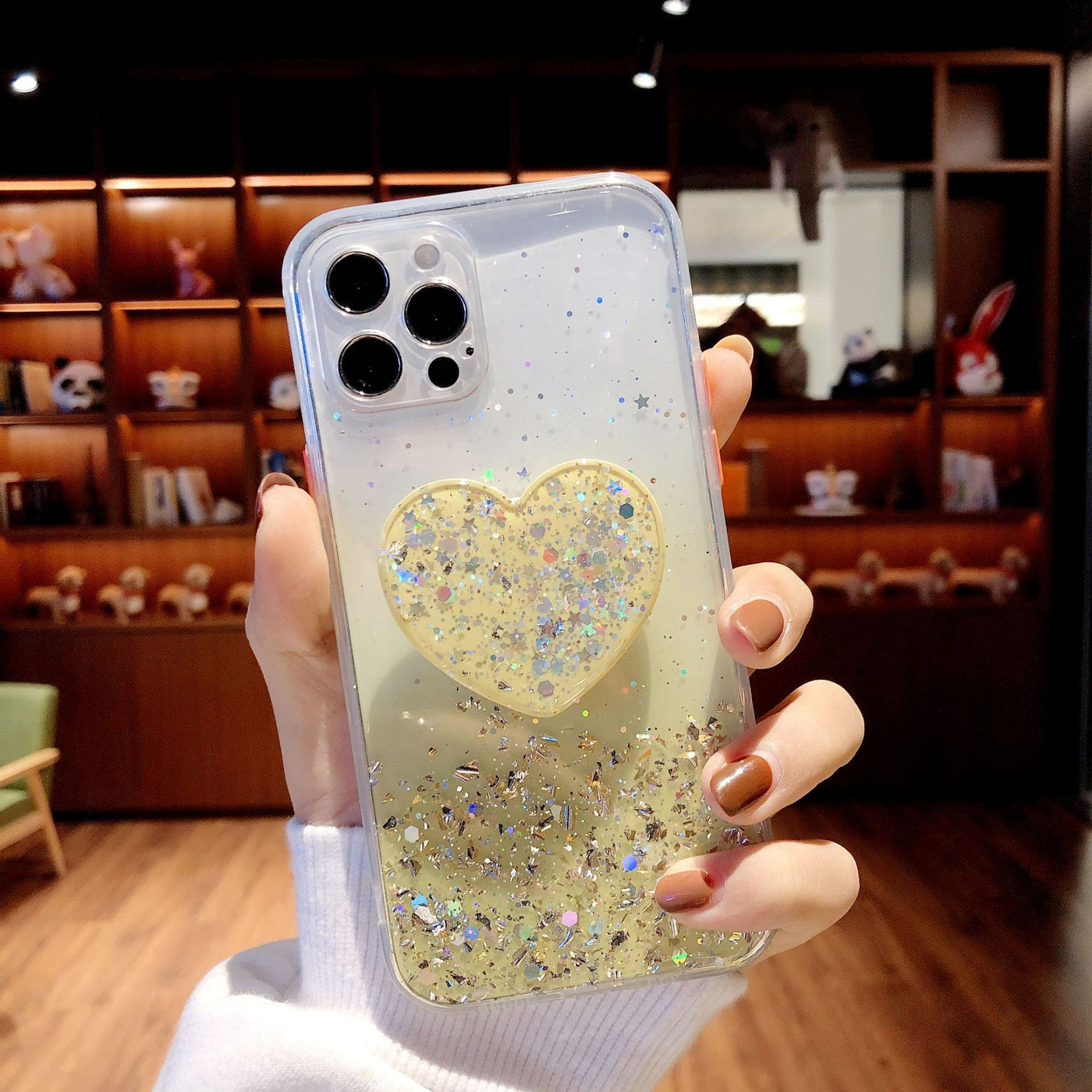 Love Bracket Phone Case Glitter X For XR Silicone Lens