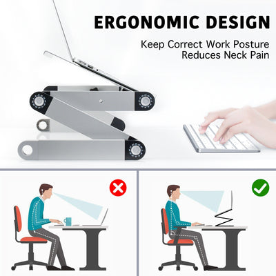 Adjustable Height Laptop Desk Laptop Stand for Bed Portable Lap Desk Foldable Table Workstation Notebook RiserErgonomic Computer Tray Reading Holder Bed Tray Standing Desk Silver Amazon Banned